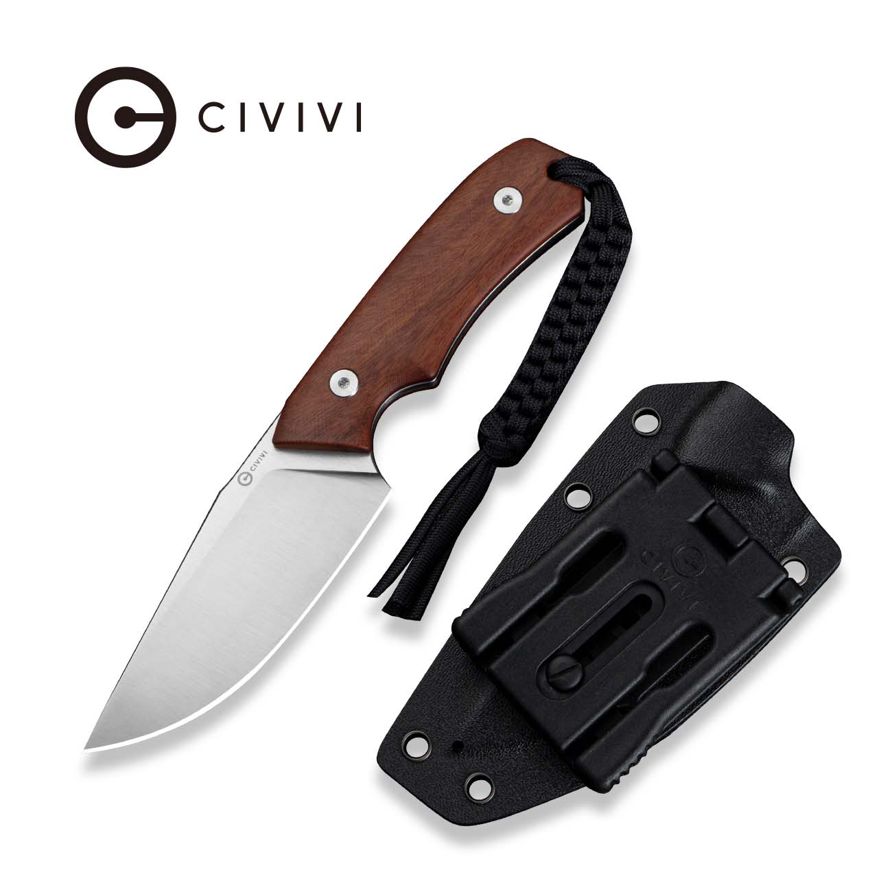 CIVIVI Gander Fixed Blade Knife Wood Handle (3.63" 14C28N Blade) C24058B-3