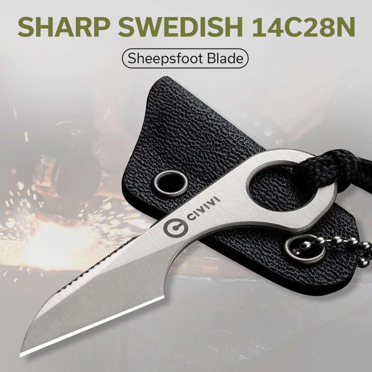 CIVIVI Gramis Fixed Blade Knife (1.02" 14C28N Blade) C23004-2 - Image 4