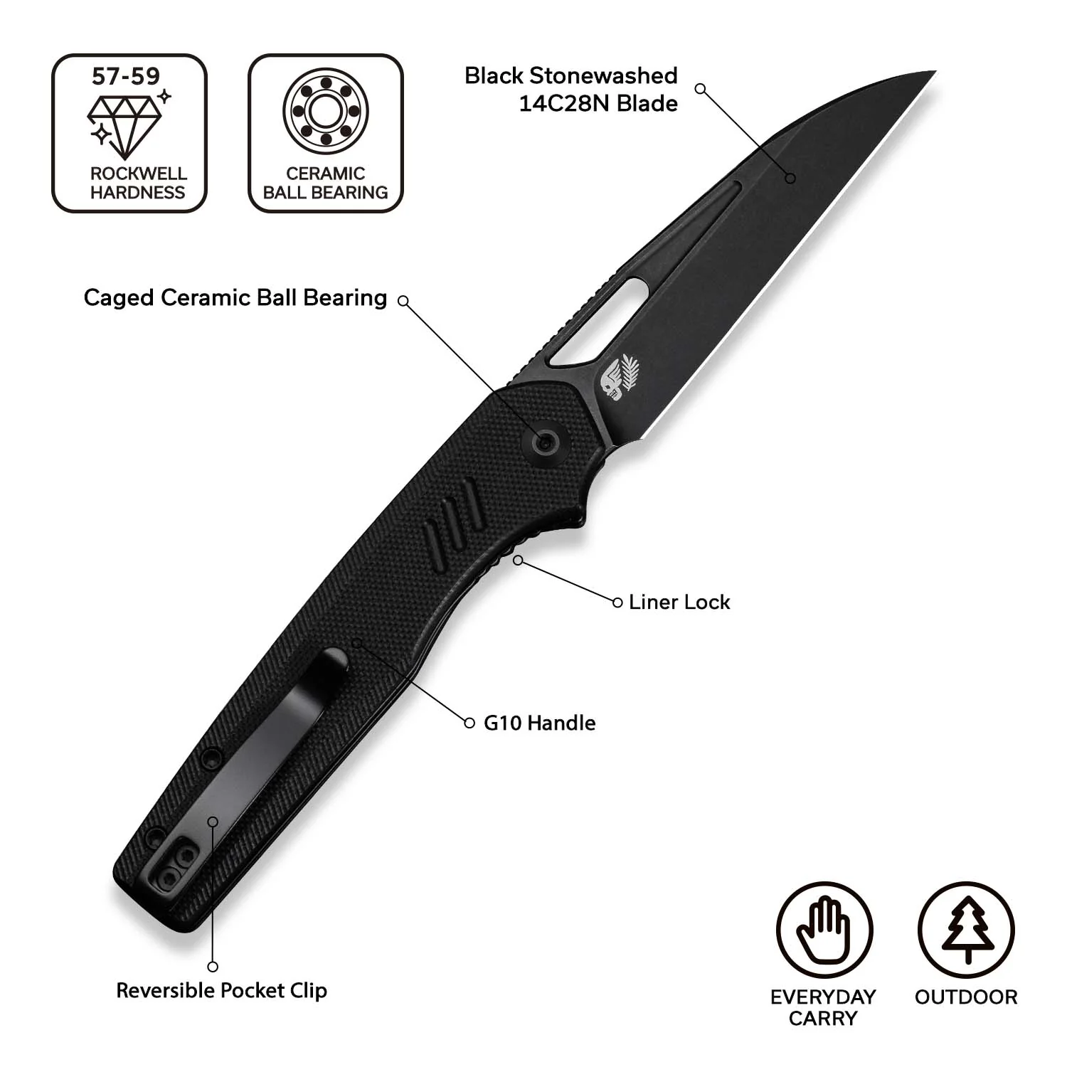 CIVIVI Guile Front Flipper & Thumb Hole Knife G10 Handle (3.25" 14C28N Blade) C24062B-1 - Image 7