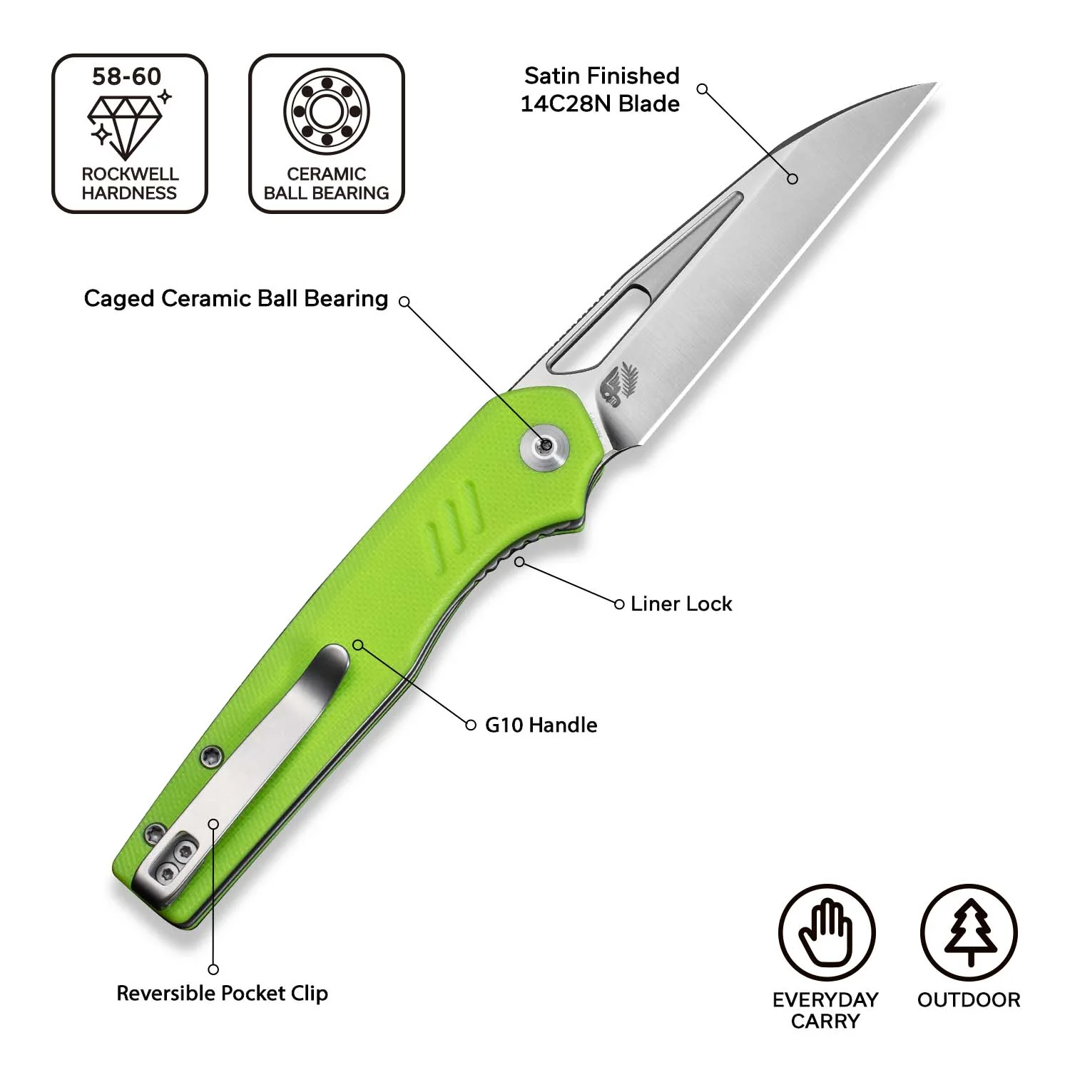 CIVIVI Guile Front Flipper & Thumb Hole Knife G10 Handle (3.25" 14C28N Blade) C24062B-2 - Image 7