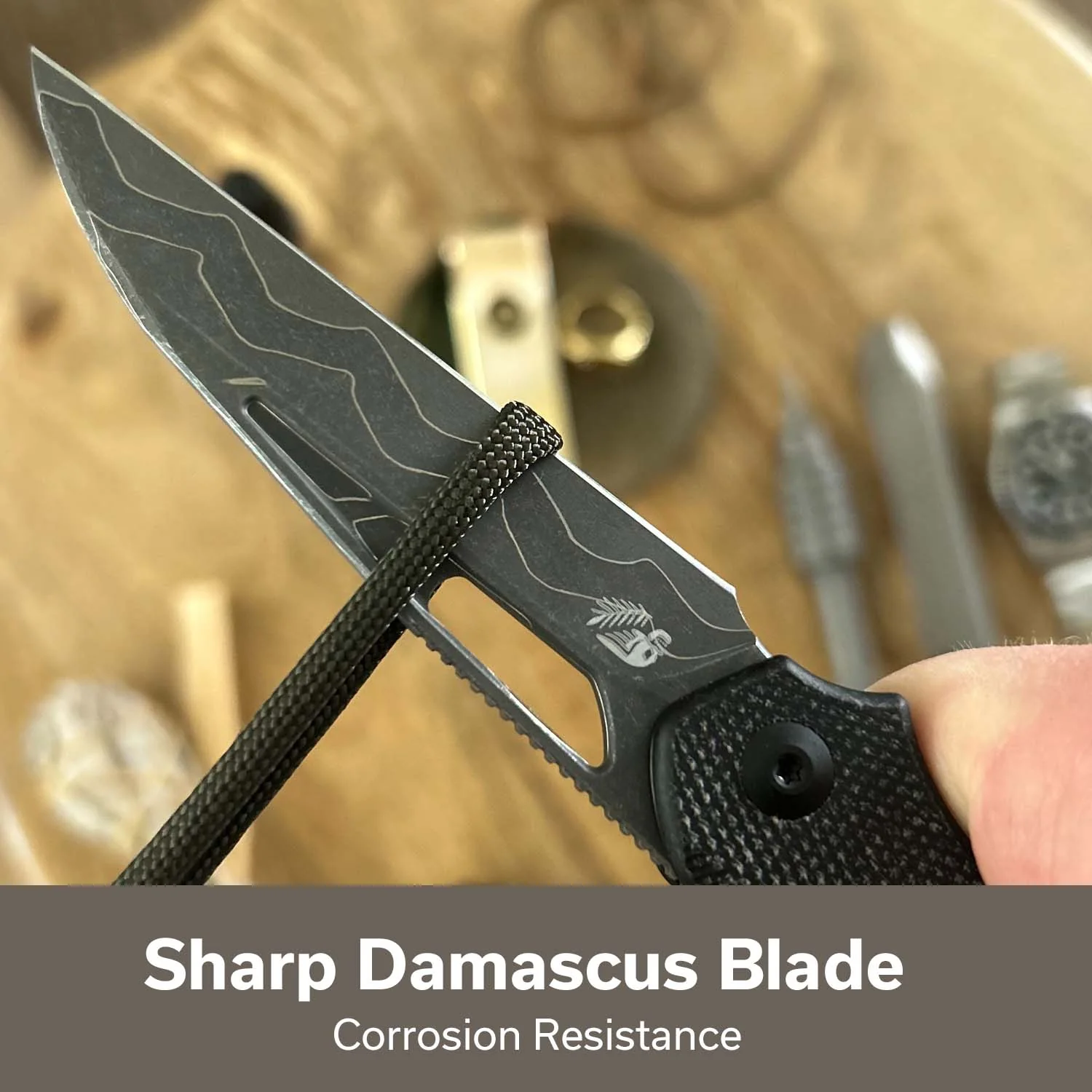 CIVIVI Guile Front Flipper & Thumb Hole Knife Micarta Handle (3.25" Damascus Blade) C24062B-DS1 - Image 3