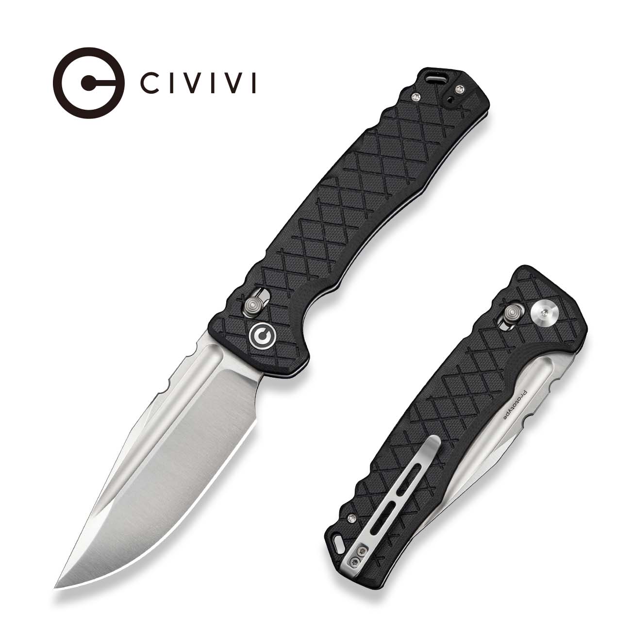 CIVIVI Hammerfist Crossbar Lock Knife Black G10 Handle (3.98" Satin Finished 14C28N Blade) C25033A Sample1