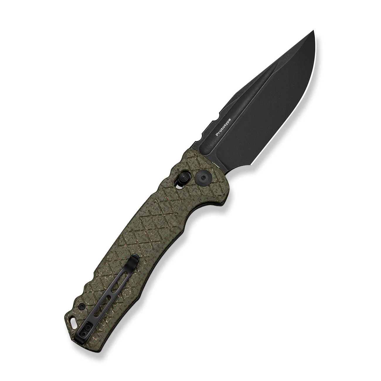 CIVIVI Hammerfist Crossbar Lock Knife Green Burlap Micarta Handle (3.98" Black Stonewashed 14C28N Blade) C25033B Sample2 - Image 2