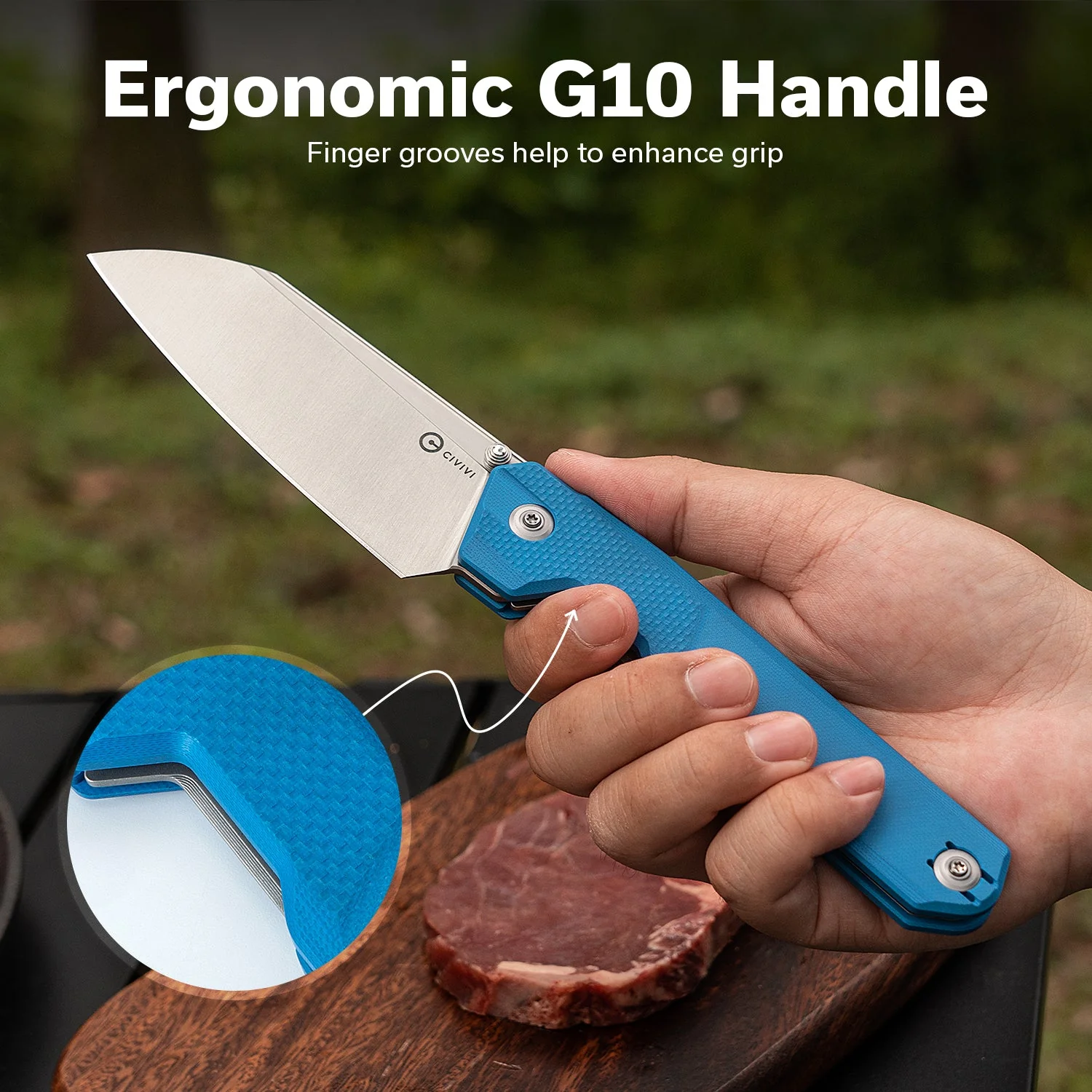 CIVIVI Hid Thumb Stud Knife G10 Handle (4.14" 14C28N Blade) C23008-5 - Image 3