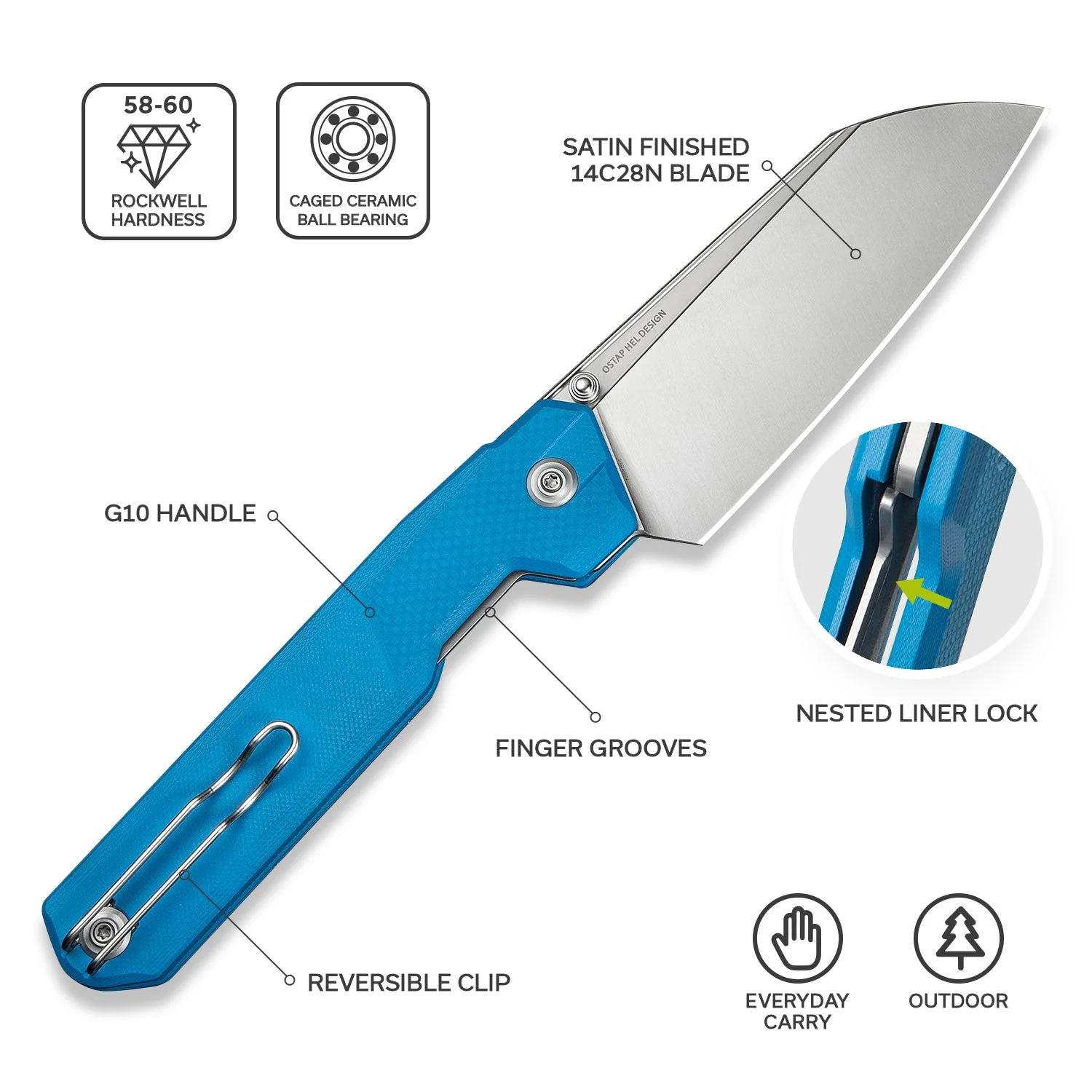 CIVIVI Hid Thumb Stud Knife G10 Handle (4.14" 14C28N Blade) C23008-5 - Image 5