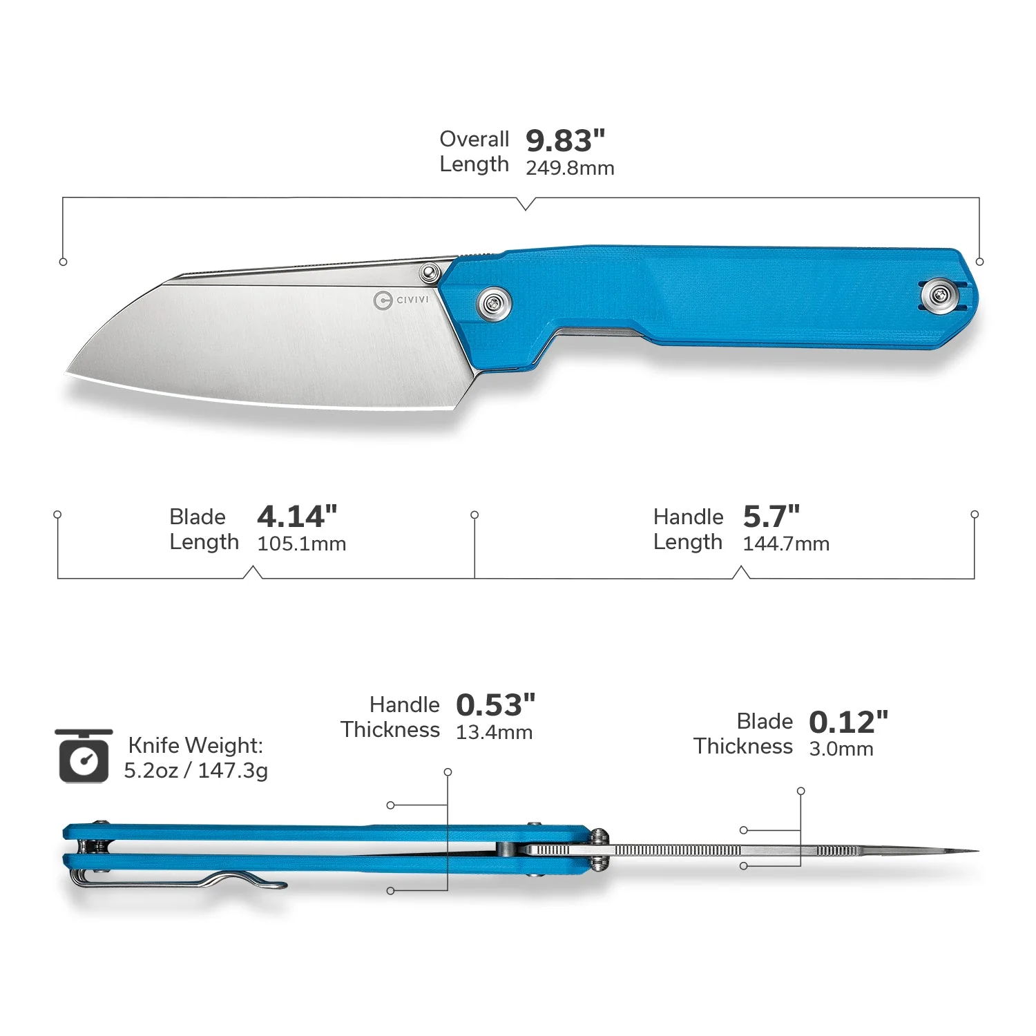 CIVIVI Hid Thumb Stud Knife G10 Handle (4.14" 14C28N Blade) C23008-5 - Image 6