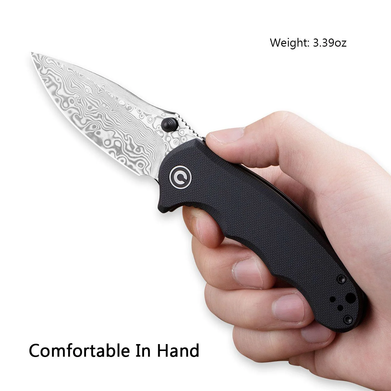 CIVIVI Hooligan Thumb Stud Knife G10 Handle (2.98'' Damascus Blade) C913DS-1 - Image 4