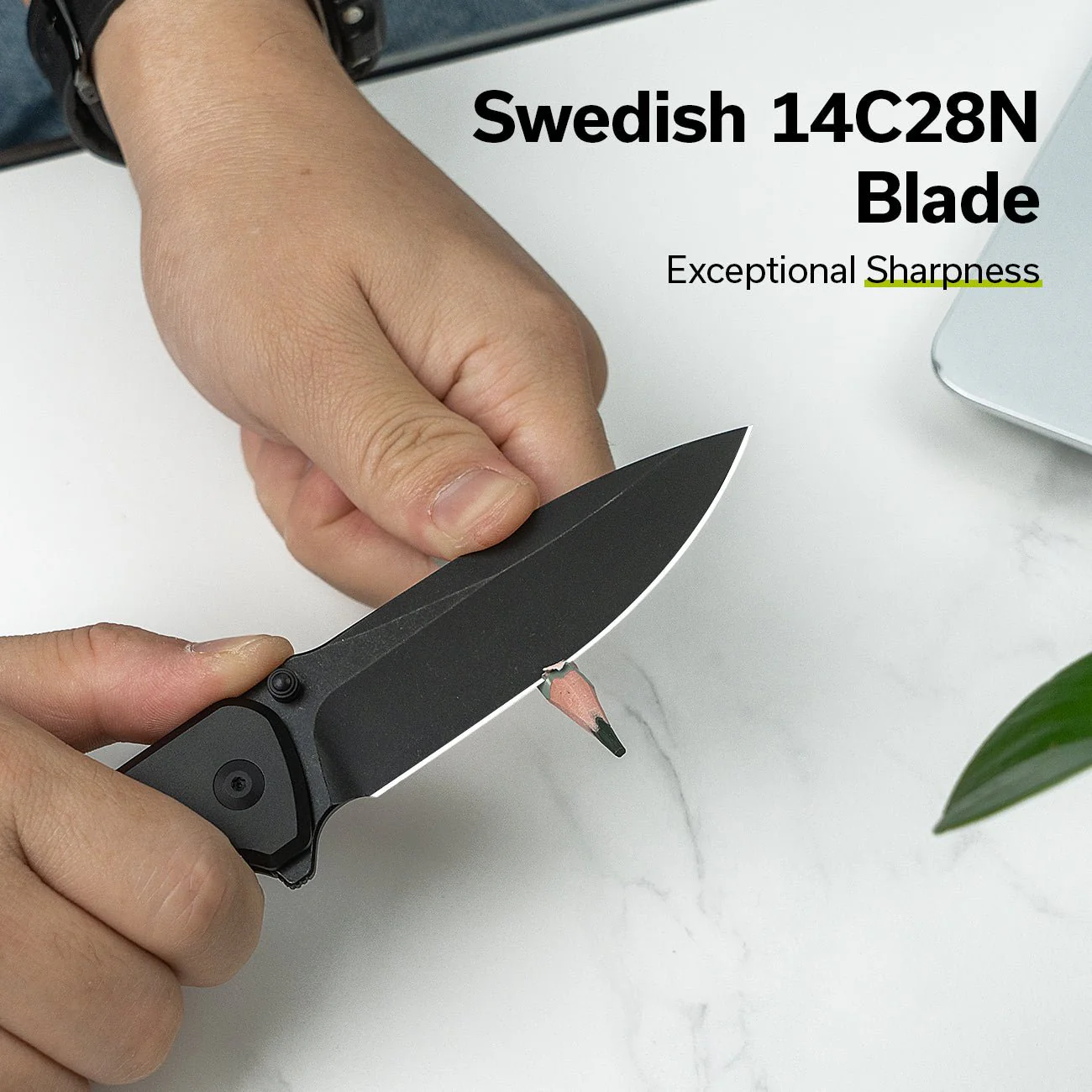 CIVIVI Hyperpulse Flipper & Thumb Stud & Button Lock Knife Aluminum Handle (3.5" 14C28N Blade) C23087A-1 - Image 3