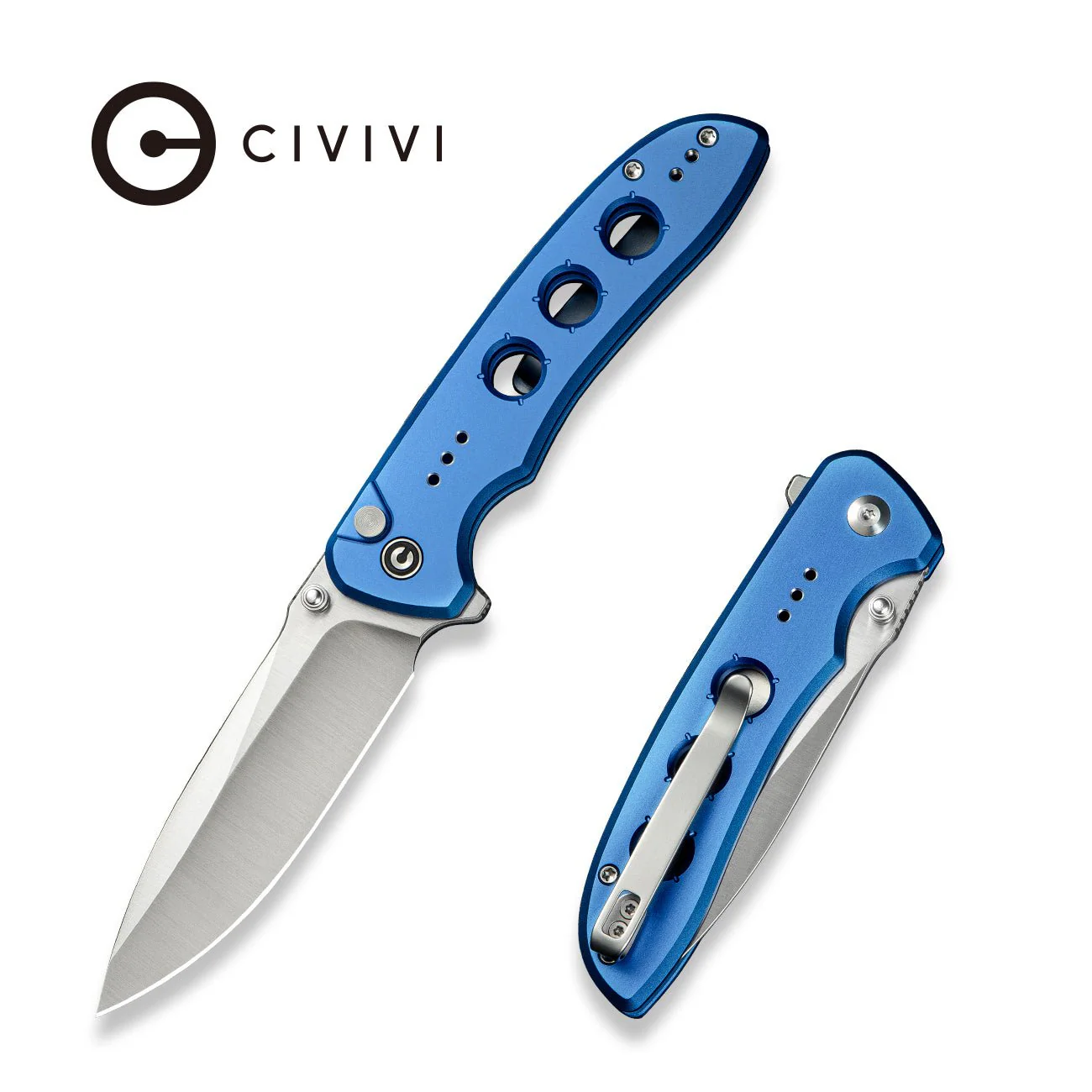 CIVIVI Hyperpulse Flipper & Thumb Stud & Button Lock Knife Aluminum Handle (3.5" 14C28N Blade) C23087A-2