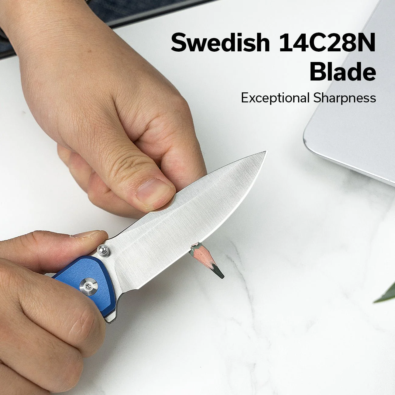 CIVIVI Hyperpulse Flipper & Thumb Stud & Button Lock Knife Aluminum Handle (3.5" 14C28N Blade) C23087A-2 - Image 3