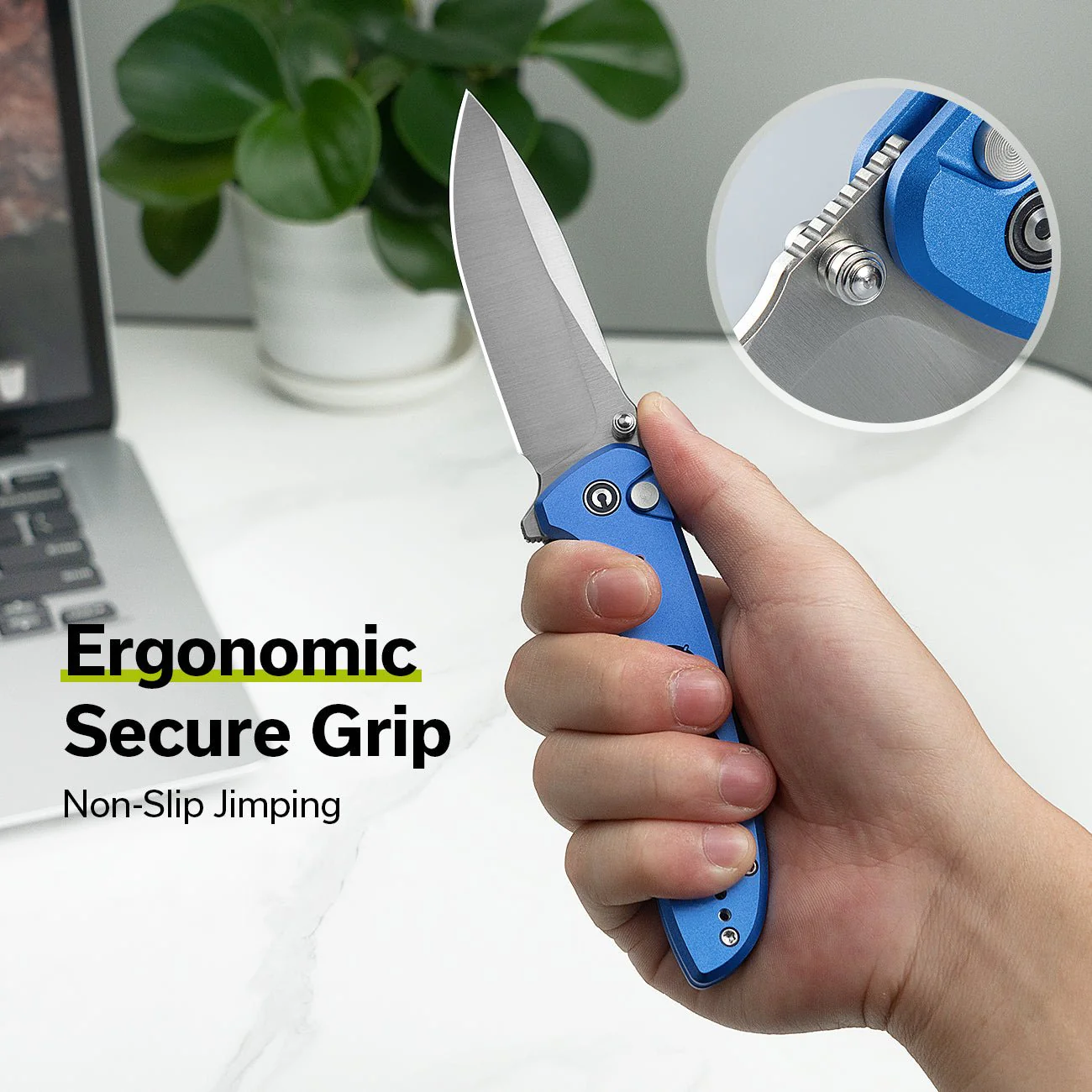 CIVIVI Hyperpulse Flipper & Thumb Stud & Button Lock Knife Aluminum Handle (3.5" 14C28N Blade) C23087A-2 - Image 5