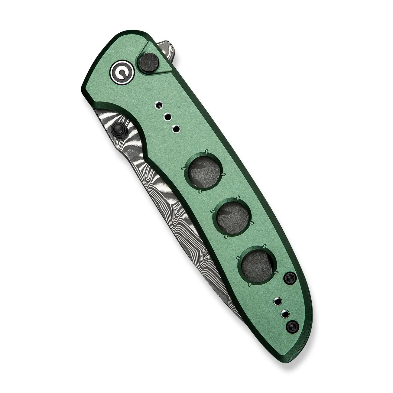 CIVIVI Hyperpulse Flipper & Thumb Stud & Button Lock Knife Aluminum Handle (3.5" Damascus Blade) C23087A-DS1 - Image 11