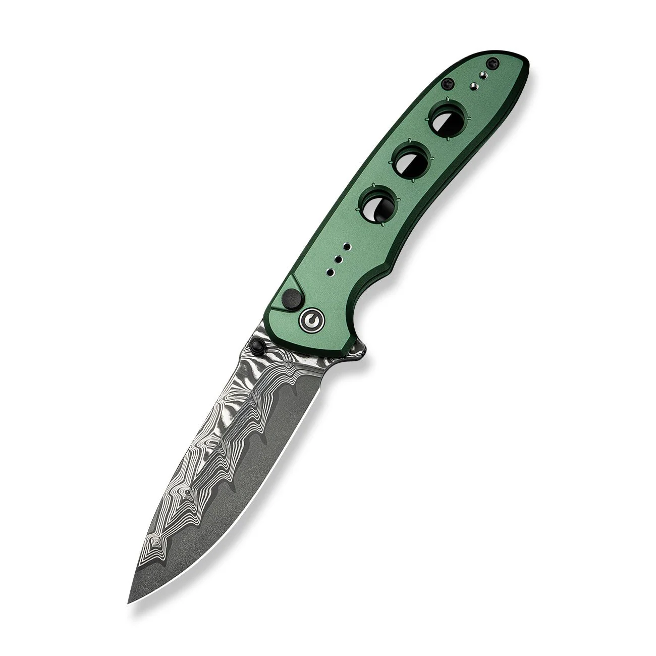 CIVIVI Hyperpulse Flipper & Thumb Stud & Button Lock Knife Aluminum Handle (3.5" Damascus Blade) C23087A-DS1 - Image 8