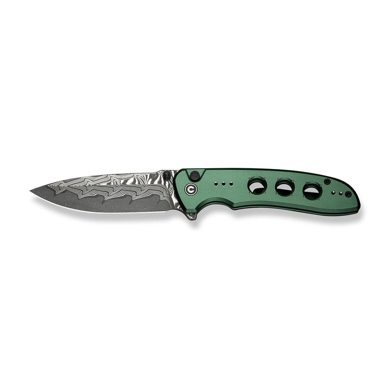 CIVIVI Hyperpulse Flipper & Thumb Stud & Button Lock Knife Aluminum Handle (3.5" Damascus Blade) C23087A-DS1 - Image 9