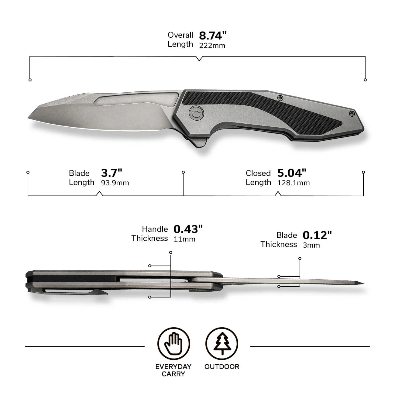 CIVIVI Hypersonic Flipper Knife Steel & G10 Handle (3.7" 14C28N Blade) C22011-2 - Image 2