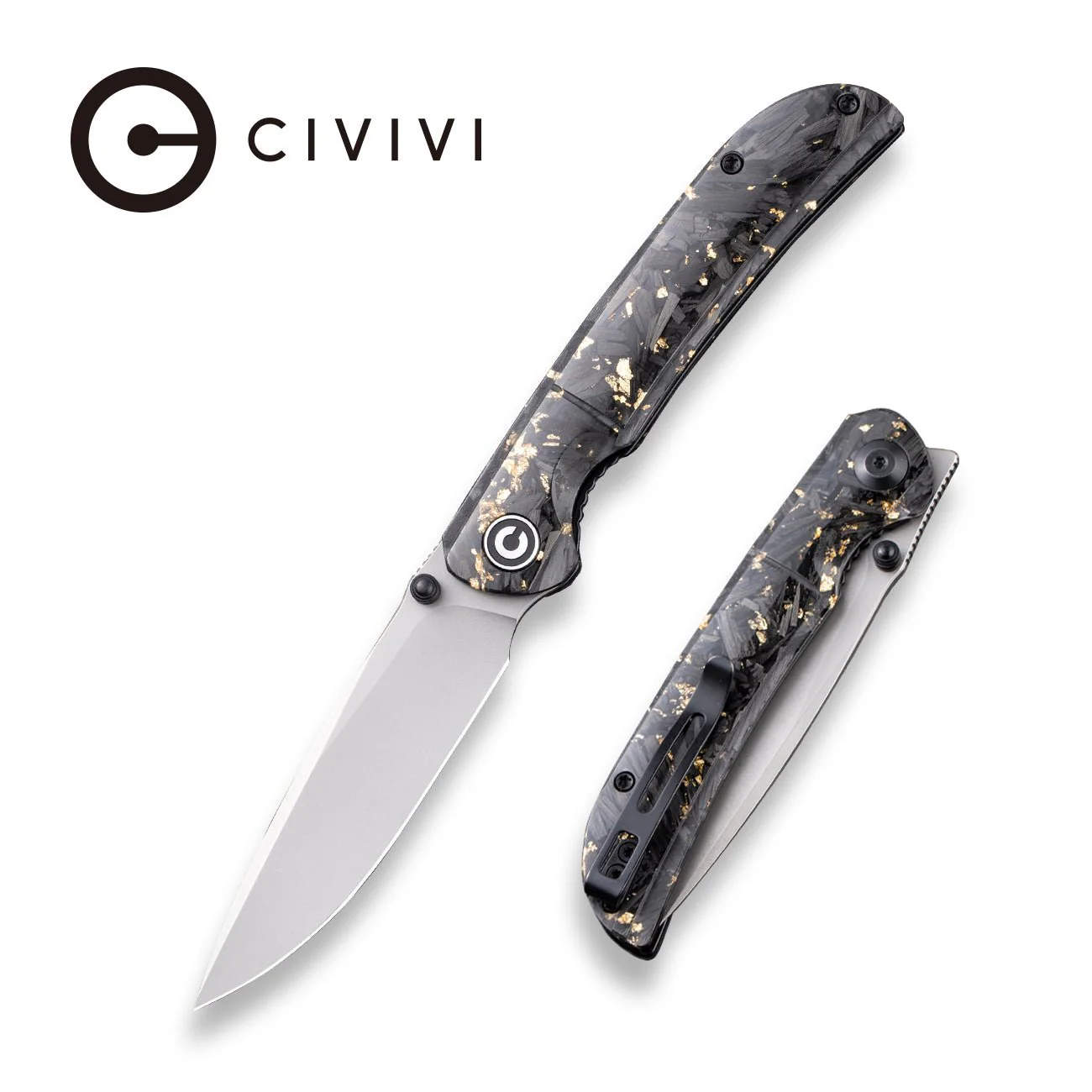 CIVIVI Imperium Front Flipper & Thumb Stud Knife Carbon Fiber & Resin Handle (3.47" Nitro-V Blade) C2106A