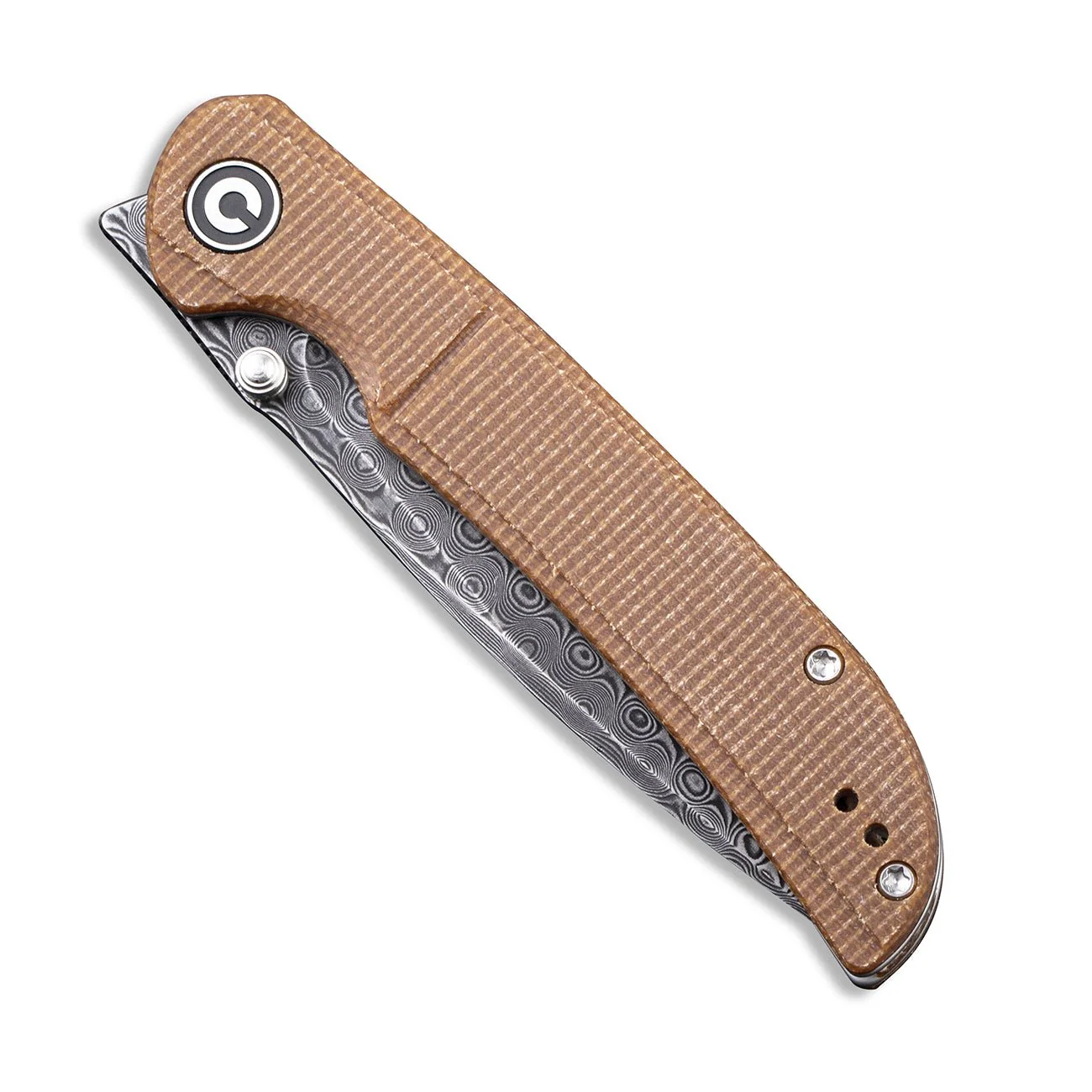 CIVIVI Imperium Front Flipper & Thumb Stud Knife Micarta Handle (3.47" Damascus Blade) C2107DS-1 - Image 5