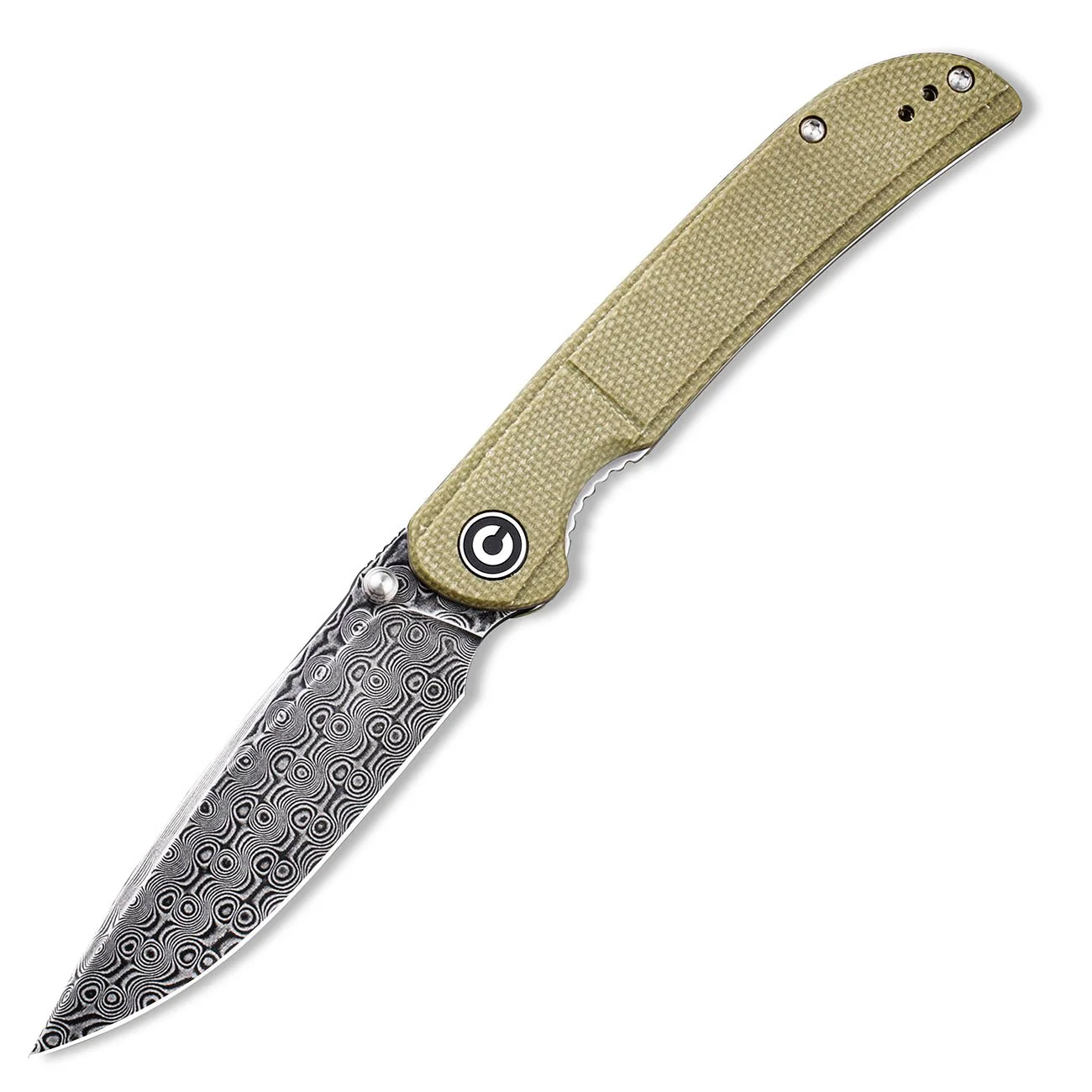 CIVIVI Imperium Front Flipper & Thumb Stud Knife Micarta Handle (3.47" Damascus Blade) C2107DS-2 - Image 3