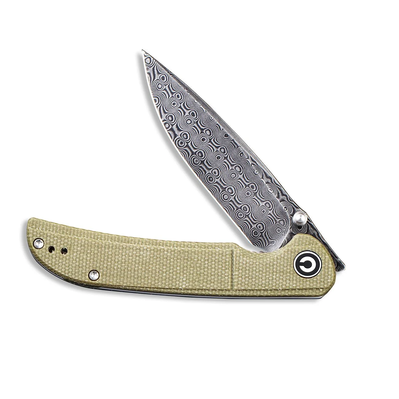 CIVIVI Imperium Front Flipper & Thumb Stud Knife Micarta Handle (3.47" Damascus Blade) C2107DS-2 - Image 4