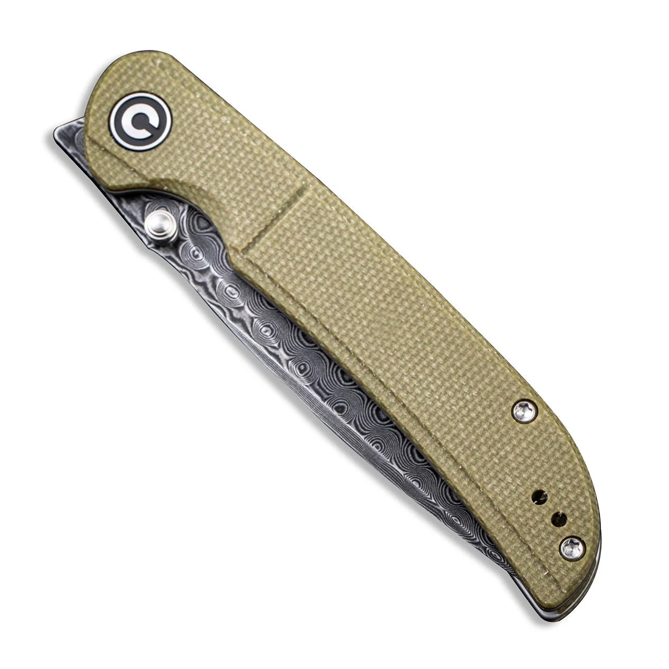 CIVIVI Imperium Front Flipper & Thumb Stud Knife Micarta Handle (3.47" Damascus Blade) C2107DS-2 - Image 5