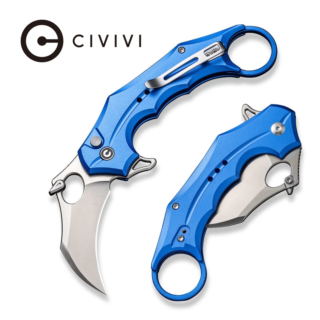 CIVIVI Incisor II Flipper & Thumb Hole & Button Lock Knife Aluminum Handle (2.02" Nitro-V Blade) C16016B-2
