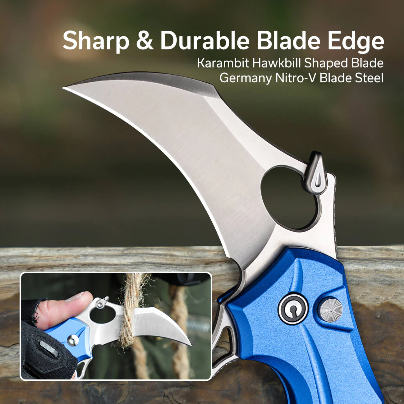 CIVIVI Incisor II Flipper & Thumb Hole & Button Lock Knife Aluminum Handle (2.02" Nitro-V Blade) C16016B-2 - Image 2