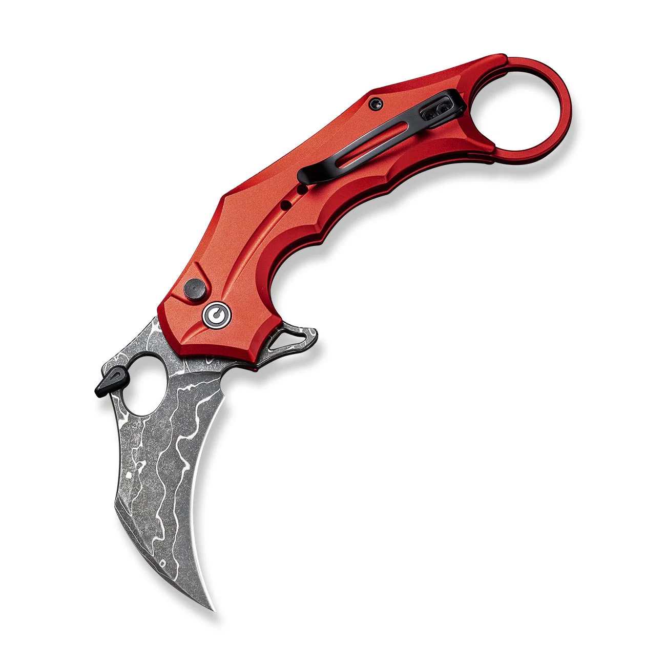 CIVIVI Incisor II Flipper & Thumb Hole & Button Lock Knife Aluminum Handle (2.02" Damascus Blade) C16016B-DS1 - Image 8