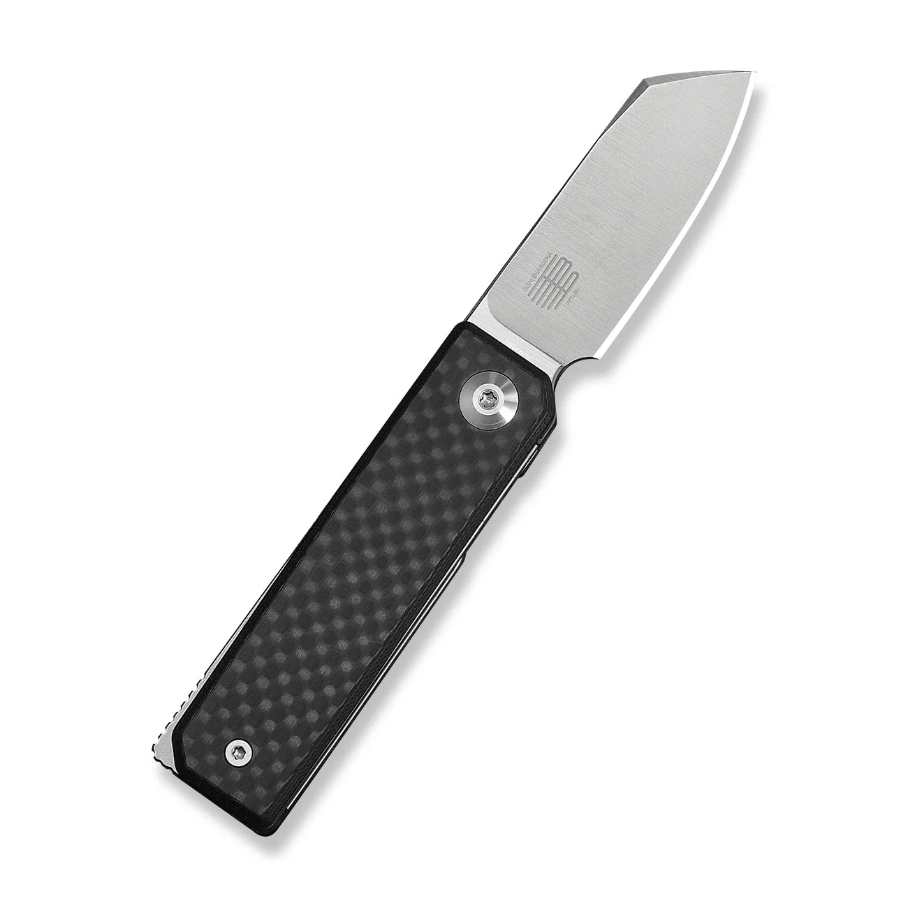 CIVIVI Kukei Front Flipper Knife Twill Carbon Fiber Overlay On Black G10 Handle (2.02" Satin Finished Nitro-V Blade) C25036-4, With 1PC Black Leather Sheath - Image 3