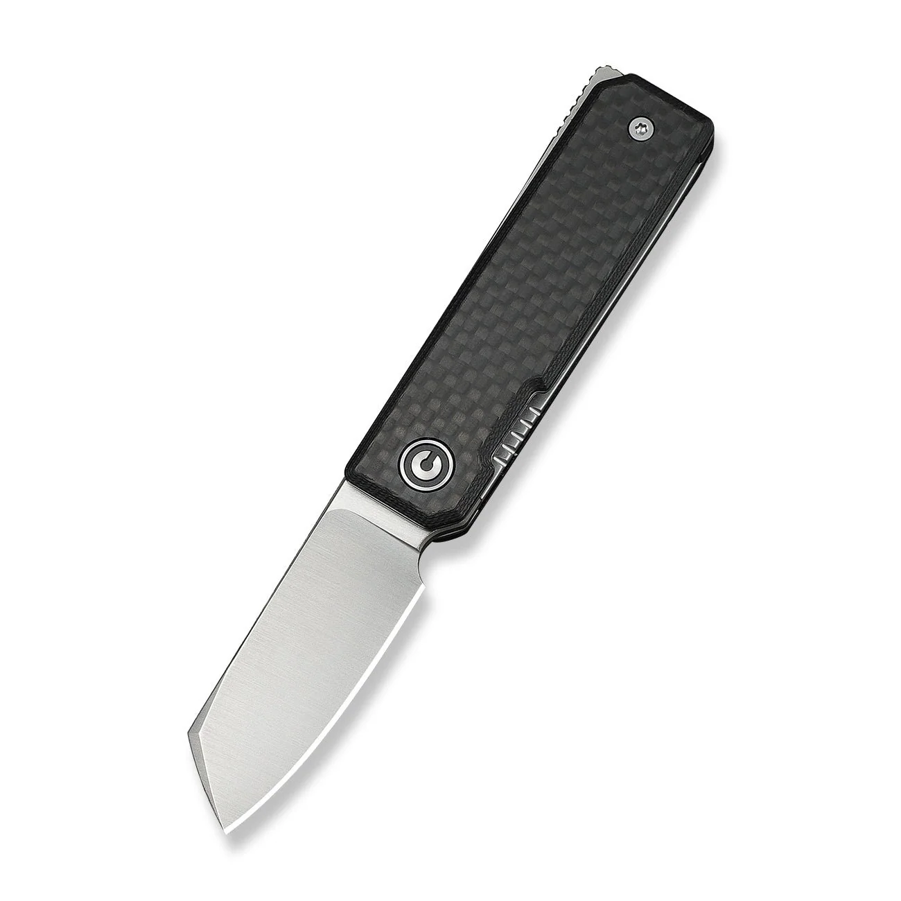 CIVIVI Kukei Front Flipper Knife Twill Carbon Fiber Overlay On Black G10 Handle (2.02" Satin Finished Nitro-V Blade) C25036-4, With 1PC Black Leather Sheath - Image 4