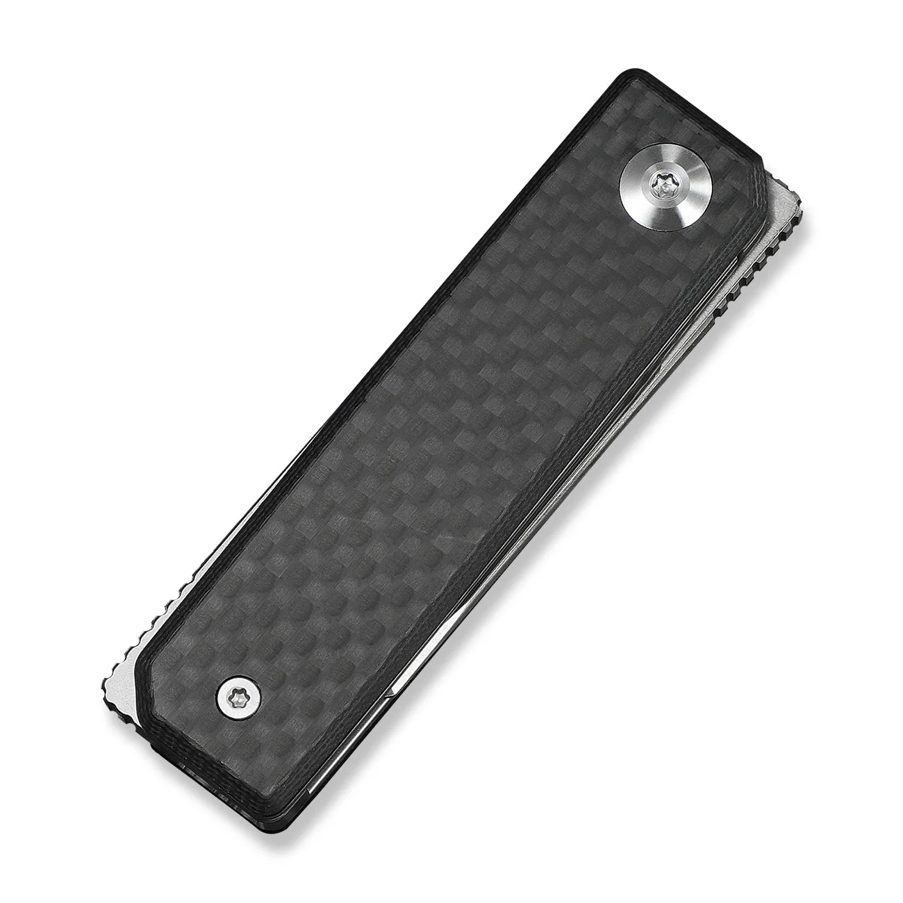 CIVIVI Kukei Front Flipper Knife Twill Carbon Fiber Overlay On Black G10 Handle (2.02" Satin Finished Nitro-V Blade) C25036-4, With 1PC Black Leather Sheath - Image 7