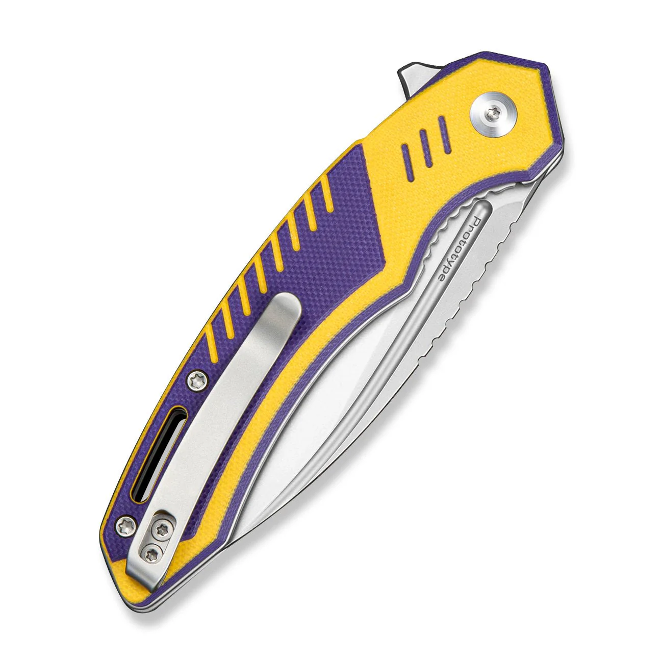 CIVIVI Lunaris Flipper Knife Purple & Yellow G10 Handle (3.43" Stonewashed Nitro-V Blade) C25057 Sample2 - Image 4