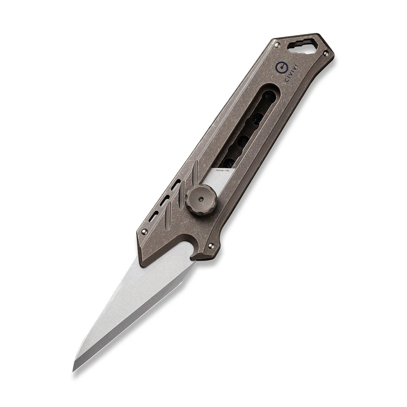 CIVIVI Mandate Utility Knife Titanium Handle (2.12" 1PC Damascus Blade) C2007A, 2PCS 9Cr18MoV Blades - Image 3