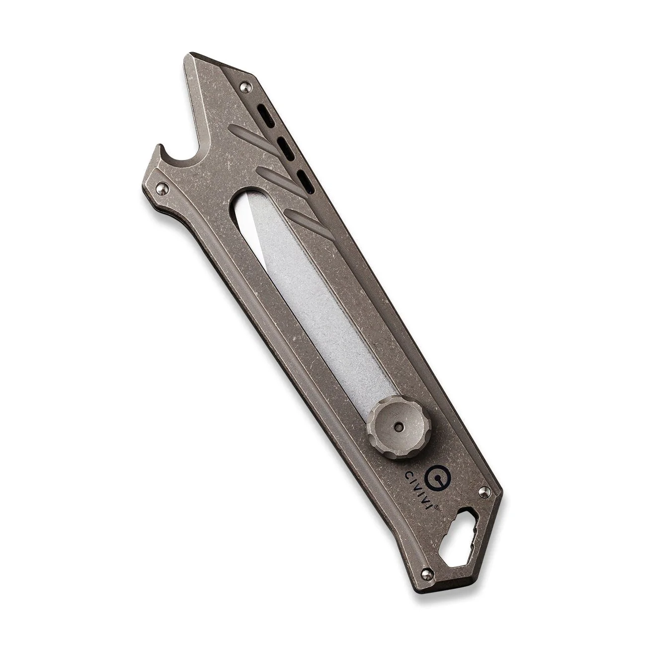 CIVIVI Mandate Utility Knife Titanium Handle (2.12" 1PC Damascus Blade) C2007A, 2PCS 9Cr18MoV Blades - Image 4
