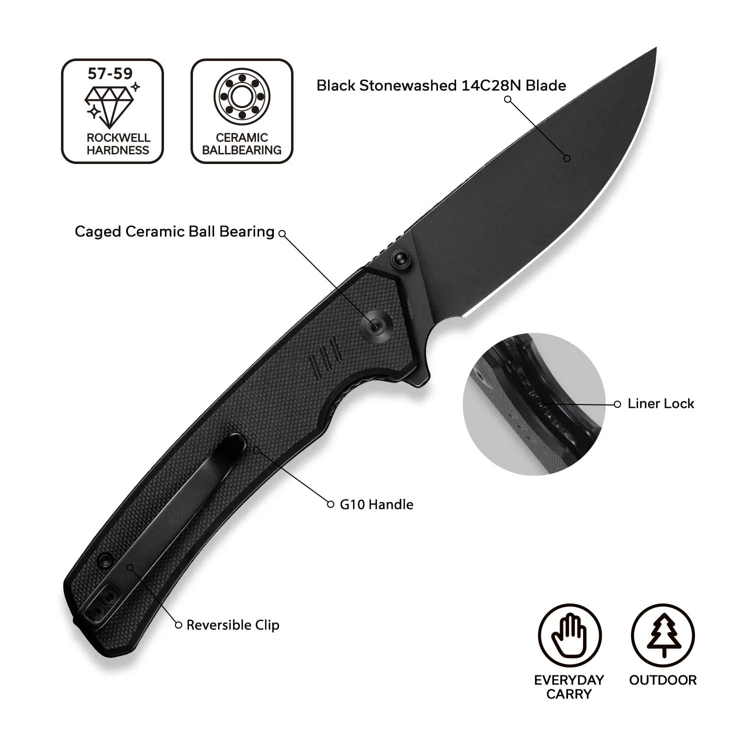 CIVIVI Merit Flipper & Thumb Stud Knife G10 Handle (3.28" 14C28N Blade) C24012-1 - Image 7