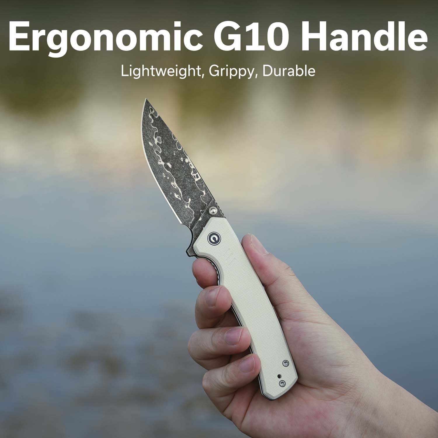 CIVIVI Merit Flipper & Thumb Stud Knife G10 Handle (3.28" Damascus Blade) C24012-DS1 - Image 2