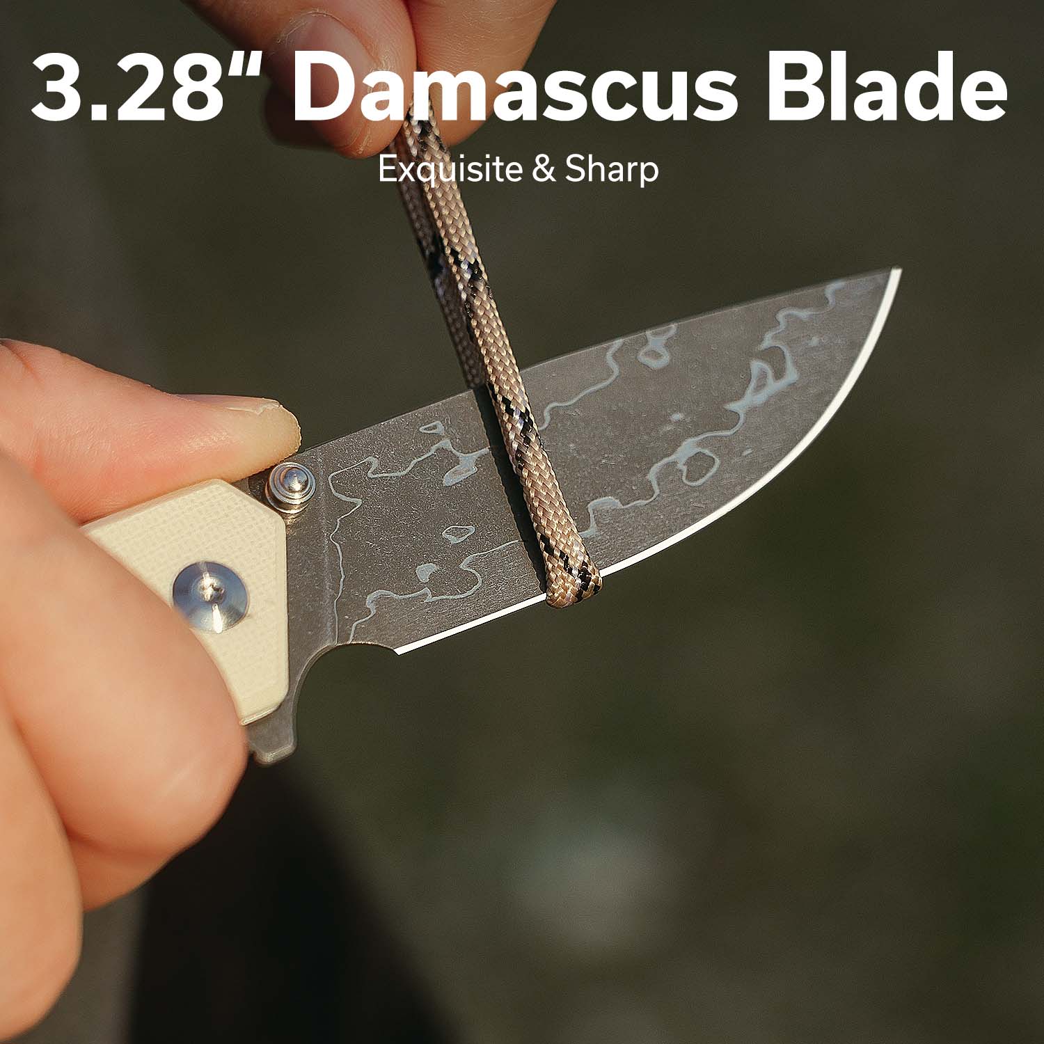 CIVIVI Merit Flipper & Thumb Stud Knife G10 Handle (3.28" Damascus Blade) C24012-DS1 - Image 3