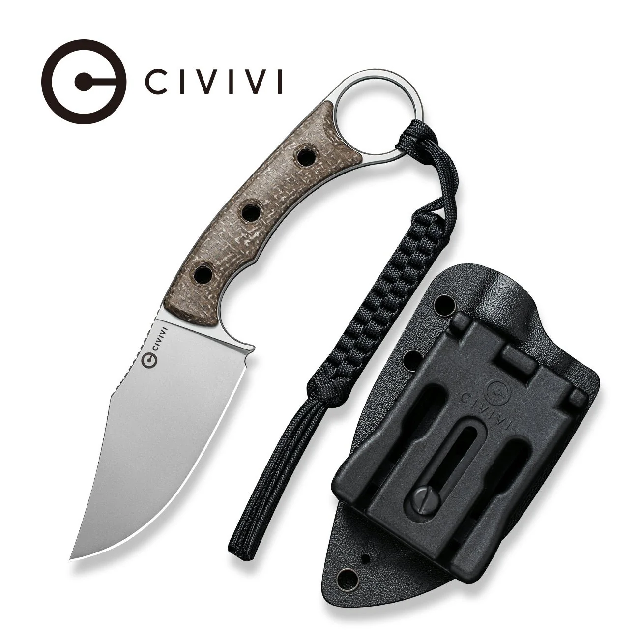 CIVIVI Midwatch Fixed Blade Knife Micarta Handle (3.39" N690 Blade) C20059B-2
