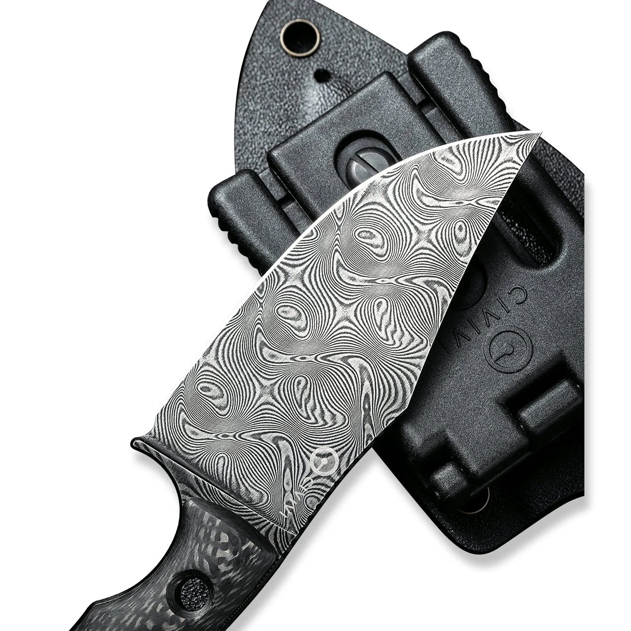 CIVIVI Midwatch Fixed Blade Knife Carbon Fiber Handle (3.39" Damascus Blade) C20059B-DS1 - Image 16