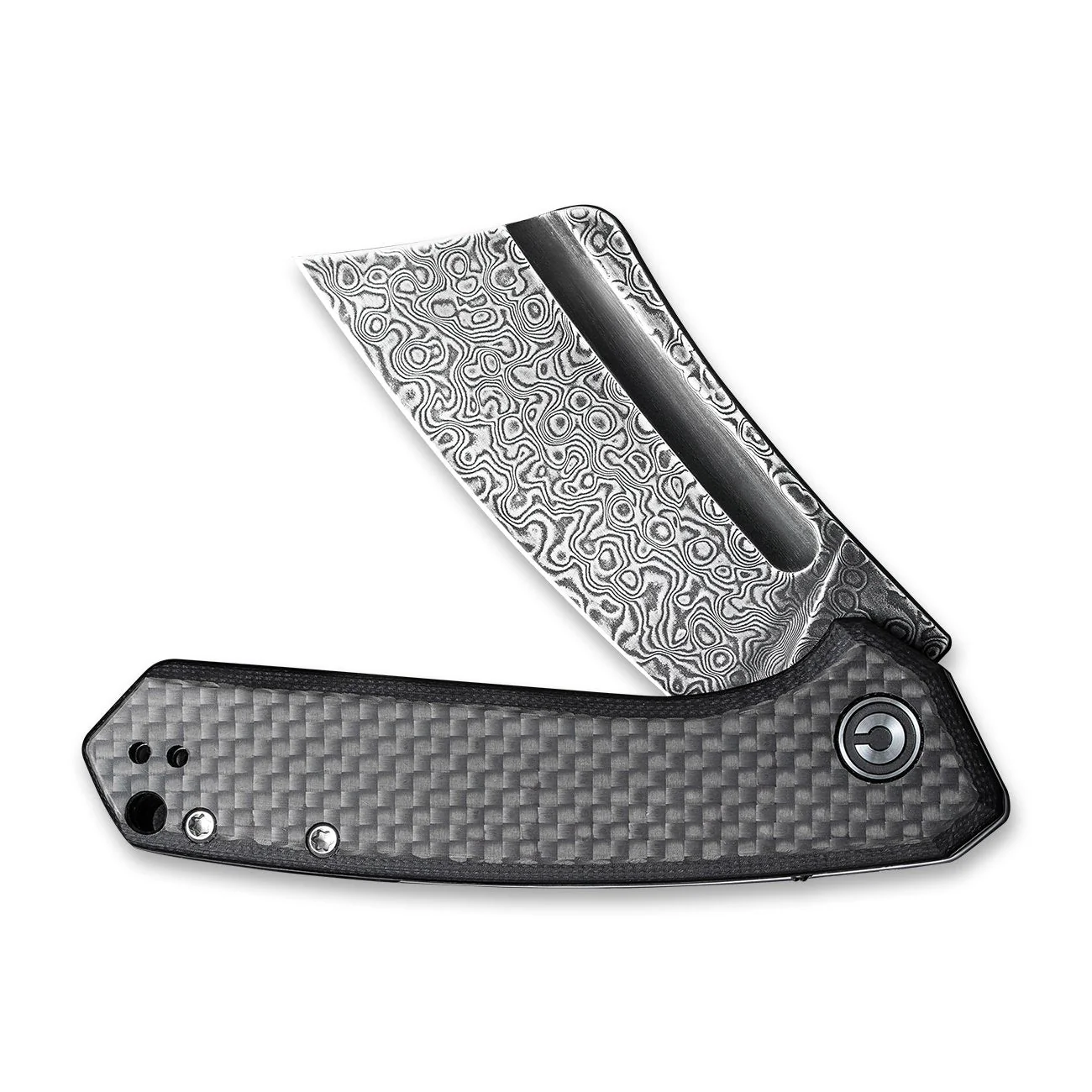 CIVIVI Mini Bullmastiff Flipper Knife Carbon Fiber & G10 Handle (2.97" Damascus Blade) C2004DS-1 - Image 4