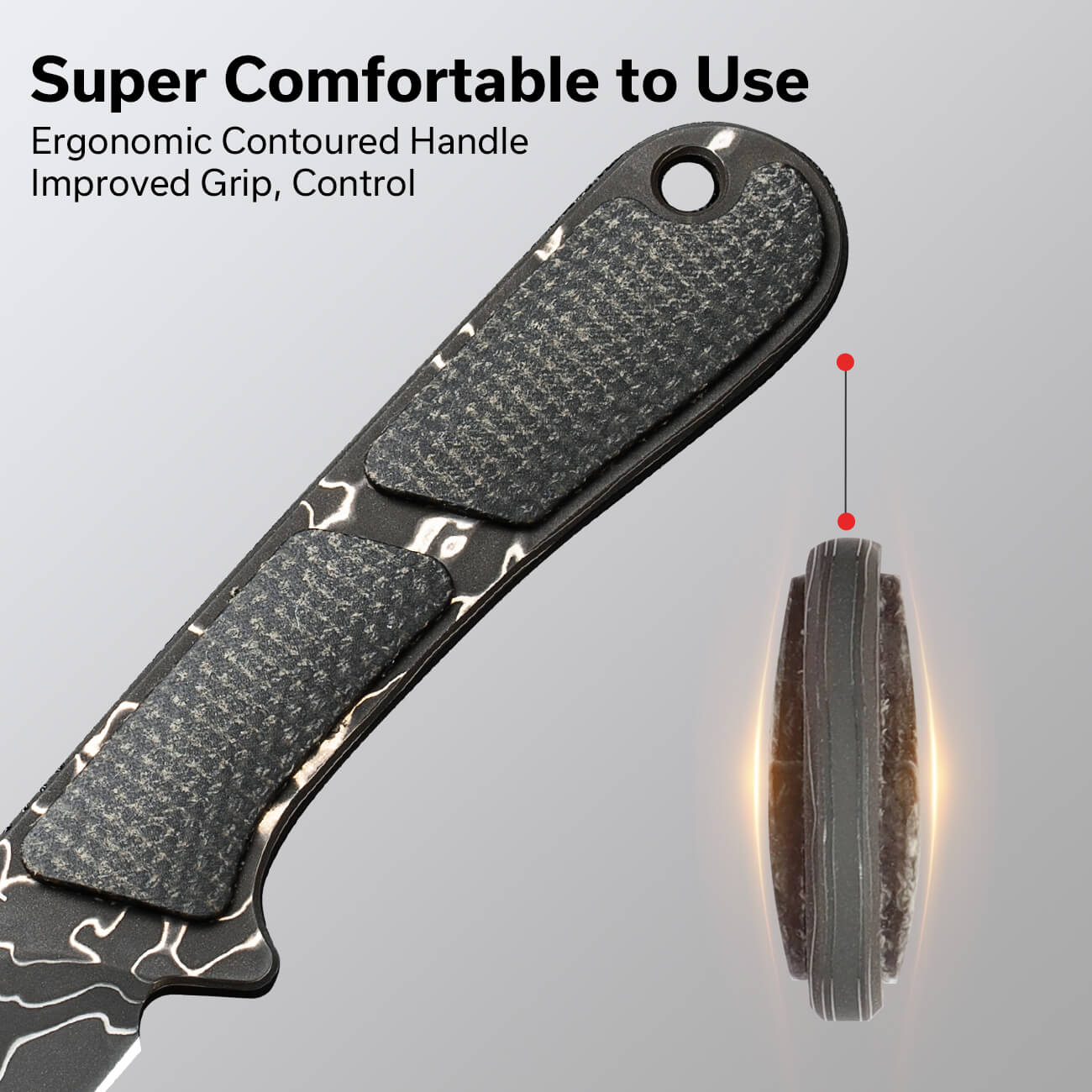 CIVIVI Mini Elementum Fixed Blade Knife Micarta Handle (2.24" Damascus Blade) C23010-DS1 - Image 5
