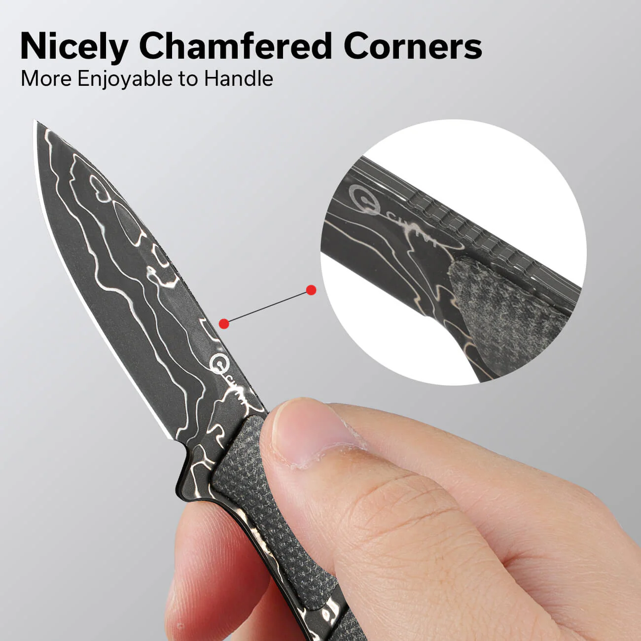 CIVIVI Mini Elementum Fixed Blade Knife Micarta Handle (2.24" Damascus Blade) C23010-DS1 - Image 6