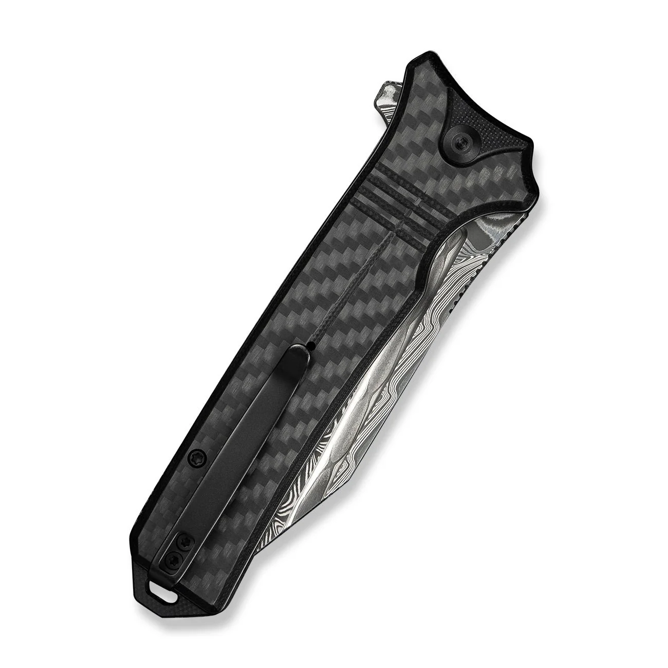CIVIVI Neurohaptic Flipper & Button Lock Knife Carbon Fiber & G10 Handle (3.74" Damascus Blade) C23080-DS1 - Image 13