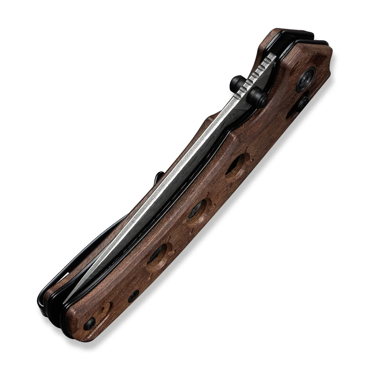 CIVIVI Noctis Thumb Stud & Crossbar Lock Knife Guibourtia Wood Handle (2.98" Damascus Blade) C24020C-DS1 - Image 14