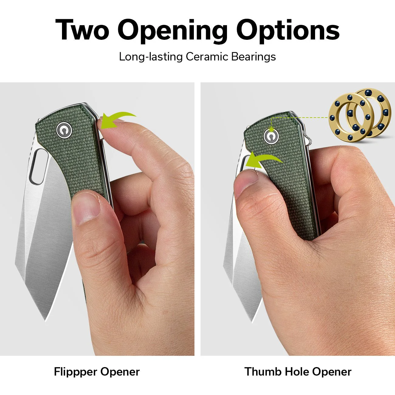 CIVIVI Nugz Flipper & Thumb Hole Knife Micarta Handle (3.17" 14C28N Blade) C23060-2 - Image 4