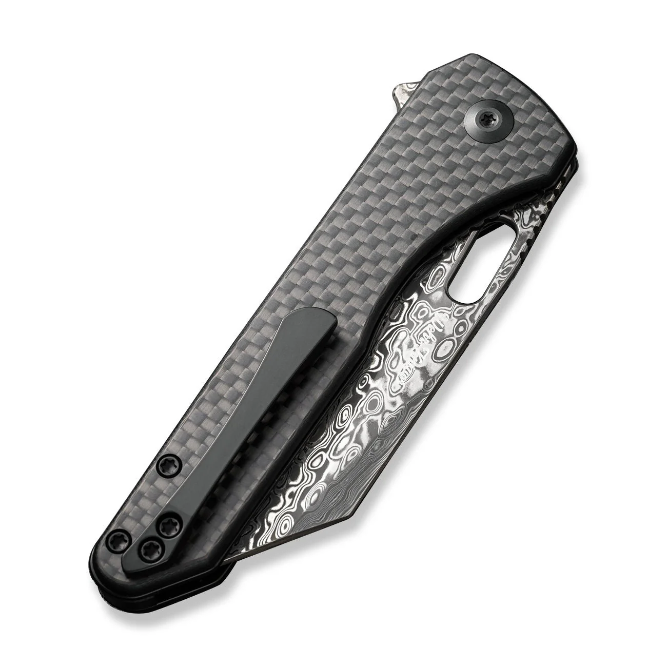 CIVIVI Nugz Flipper & Thumb Hole Knife Carbon Fiber & G10 Handle (3.17" Damascus Blade) C23060-DS1 - Image 12