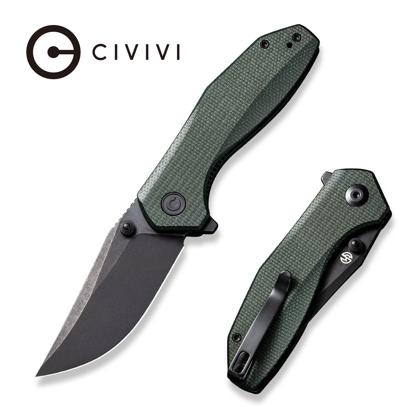 CIVIVI ODD 22 Flipper & Thumb Stud Knife Micarta Handle (2.97" 14C28N Blade) C21032-2