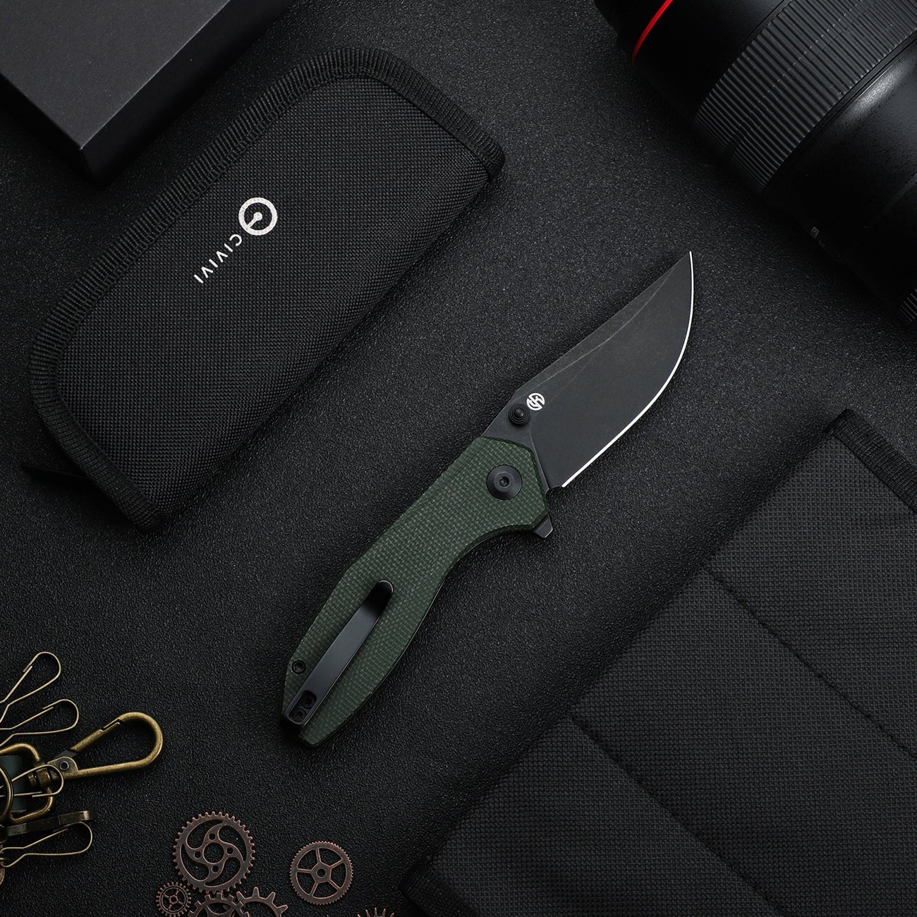 CIVIVI ODD 22 Flipper & Thumb Stud Knife Micarta Handle (2.97" 14C28N Blade) C21032-2 - Image 3