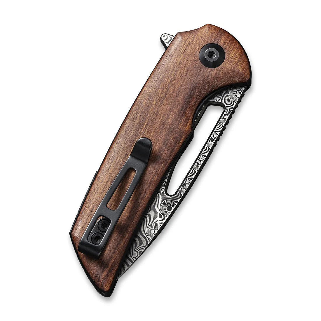 CIVIVI Odium Flipper & Thumb Hole Knife Wood Handle (2.65" Damascus Blade) C2010DS-1 - Image 6