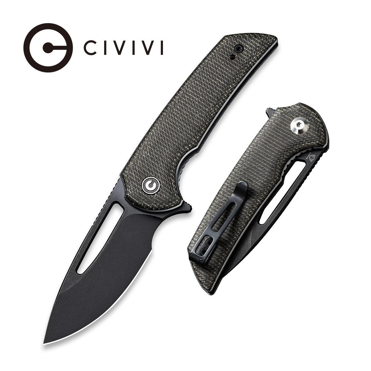 CIVIVI Odium Flipper & Thumb Hole Knife Micarta Handle (2.65" D2 Blade) C2010G