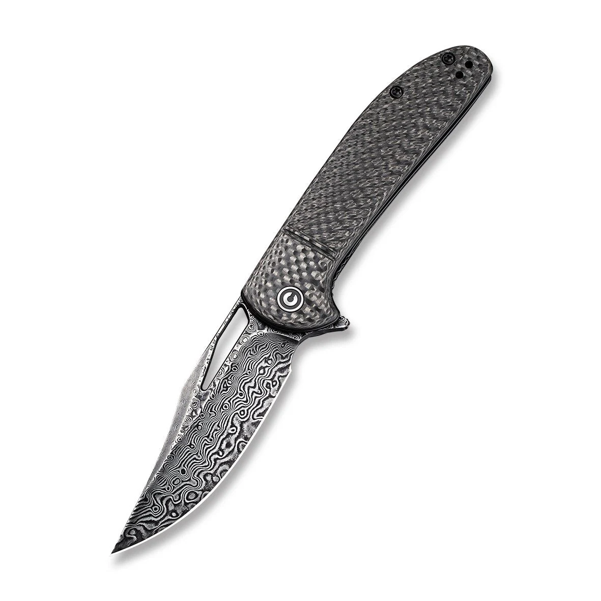 CIVIVI Ortis Flipper & Thumb Hole Knife Carbon Fiber Handle (3.25" Damascus Blade) C2013DS-1 - Image 3
